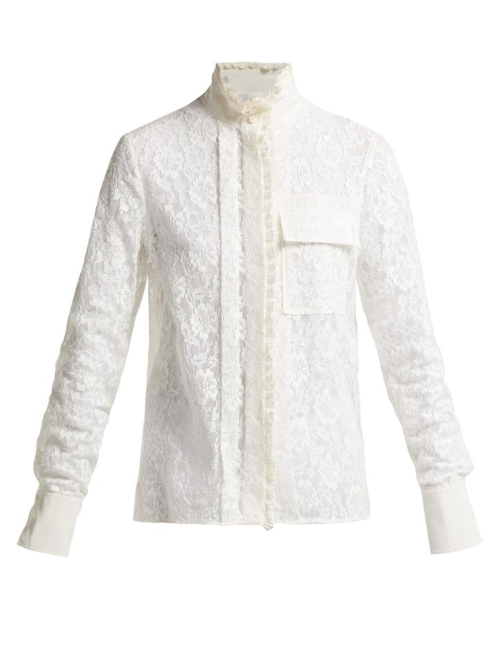 Chloé Floral-lace High-neck Blouse