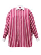 Raf Simons - Oversized Striped Cotton-poplin Shirt - Womens - Red White