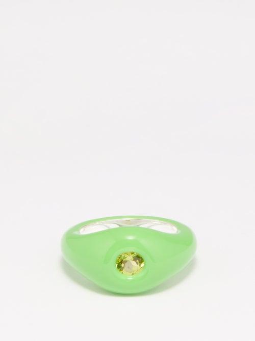 Jupiter - Band Peridot, Enamel & Sterling Silver Ring - Womens - Green