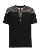 Matchesfashion.com Marcelo Burlon - Wings And Flower Print Cotton Jersey T Shirt - Mens - Black Red