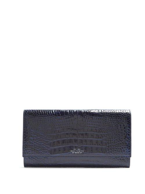 Matchesfashion.com Smythson - Mara Marshall Crocodile Effect Leather Wallet - Mens - Navy