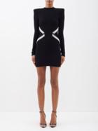 Balmain - Crystal-embellished Jacquard-knit Mini Dress - Womens - Black