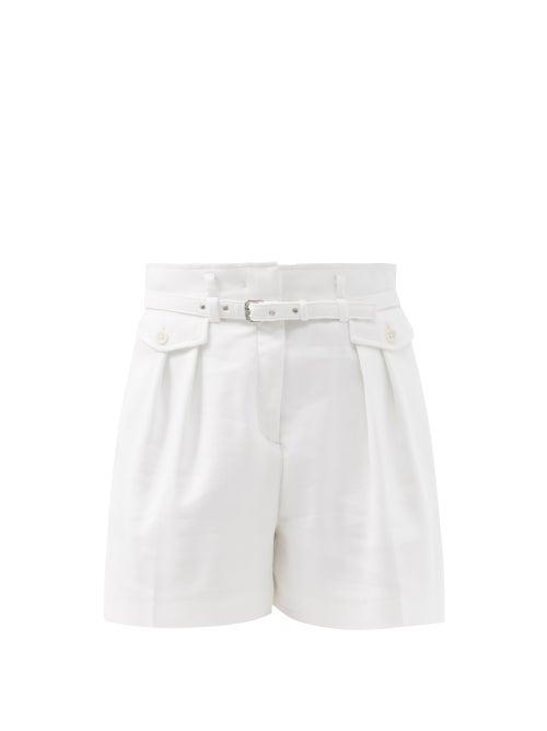 Matchesfashion.com Redvalentino - High-rise Double-pleated Cotton-blend Twill Shorts - Womens - White