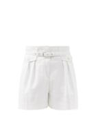 Matchesfashion.com Redvalentino - High-rise Double-pleated Cotton-blend Twill Shorts - Womens - White