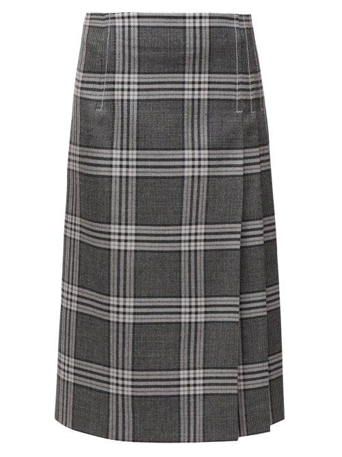 Matchesfashion.com Marni - Checked Pleated Midi Skirt - Womens - Grey