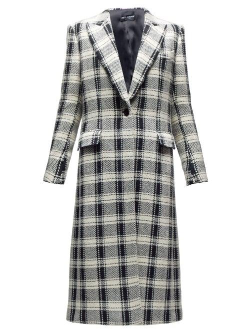 Matchesfashion.com Dolce & Gabbana - Checked Single Breasted Coat - Womens - Black White