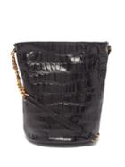 Saint Laurent - Crocodile-effect Leather Bucket Bag - Womens - Black