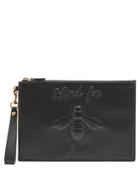 Gucci Bee-embossed Leather Pouch