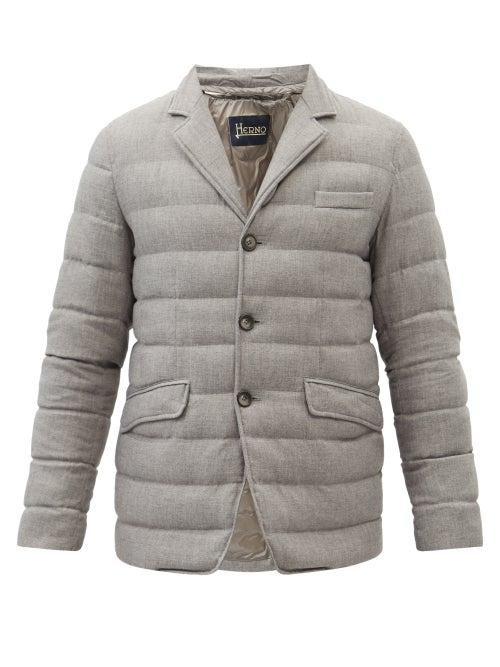 Herno - Norfolk Quilted Down Blazer Coat - Mens - Grey