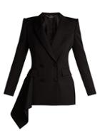 Matchesfashion.com Alexander Mcqueen - Double Breasted Wool Grain De Poudre Jacket - Womens - Black