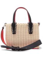 Christian Louboutin - Cabata Mini Spike-embellished Rattan Bag - Womens - Beige Multi