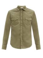 Matchesfashion.com Saint Laurent - Flap-pocket Cotton-twill Shirt - Mens - Beige