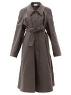 Matchesfashion.com Lemaire - Belted Linen-blend Canvas Coat - Womens - Dark Grey