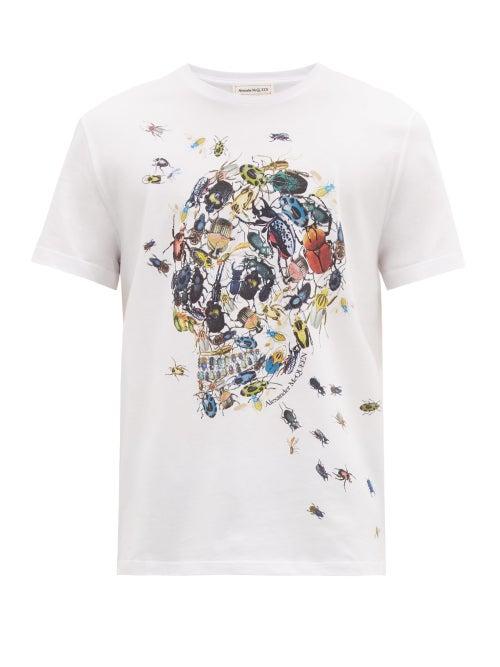 Matchesfashion.com Alexander Mcqueen - Beetle Skull Print Cotton T Shirt - Mens - White