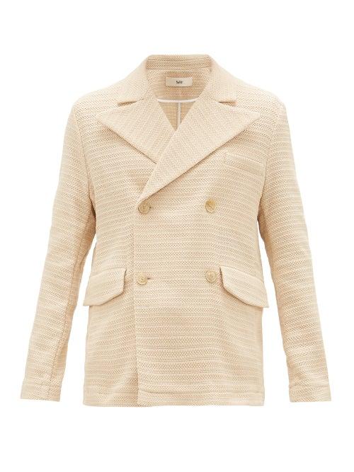 Matchesfashion.com Sfr - James Double-breasted Basketweave Blazer - Mens - Beige