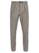 Prada Belted Checked Wool-blend Trousers