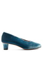 Martiniano Glove Block-heel Velvet Pumps