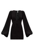 Matchesfashion.com Rat & Boa - Isabella Leopard-jacquard Satin Mini Dress - Womens - Black