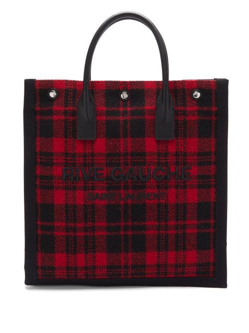Matchesfashion.com Saint Laurent - Noe Logo-embroidered Tartan Tote Bag - Womens - Red Multi