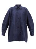 Eskandar - Striped Cotton-poplin Shirt - Womens - Navy Stripe