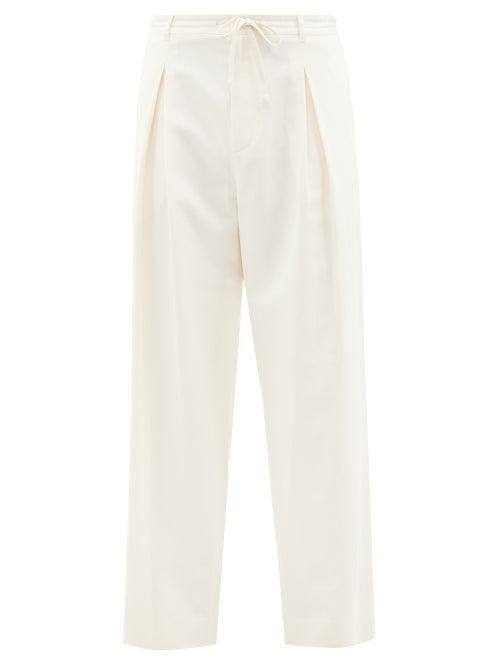 The Row - Davian Drawstring-waist Silk-blend Trousers - Mens - Cream