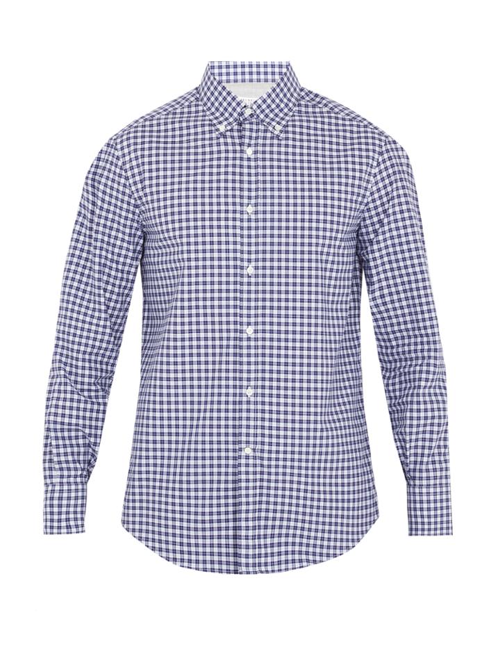 Brunello Cucinelli Single-cuff Checked Cotton-poplin Shirt