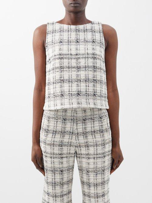 Lisa Marie Fernandez - The Sleeveless Shift Cotton-blend Tweed Top - Womens - Black White