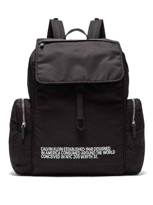 Matchesfashion.com Calvin Klein 205w39nyc - Logo Embroidered Nylon Backpack - Mens - Black White