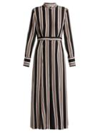 Matchesfashion.com Diane Von Furstenberg - Harley Striped Silk Crepe De Chine Shirtdress - Womens - Black Multi