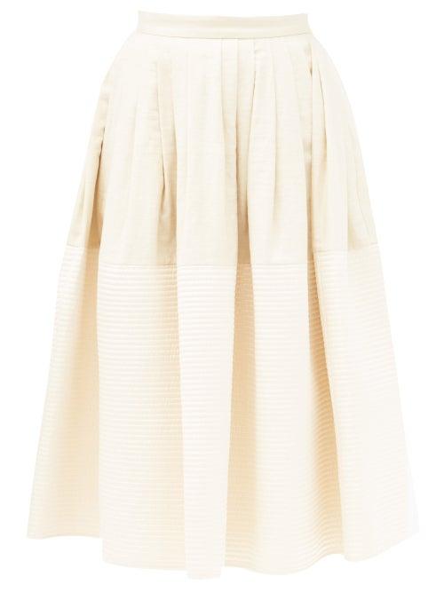 Matchesfashion.com Zanini - High-rise Pleated Silk Skirt - Womens - Cream
