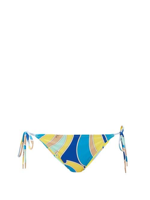 Matchesfashion.com Emilio Pucci - Quirimbas-print Side-tie Bikini Briefs - Womens - Blue Multi