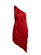 Matchesfashion.com Norma Kamali - Asymmetric Fringed Dress - Womens - Red