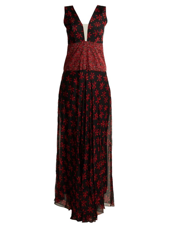 Raquel Diniz Gabrielle Floral-print Sleeveless Gown