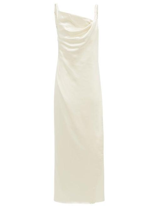 Matchesfashion.com Marina Moscone - Cowl-neck Charmeuse Gown - Womens - Ivory