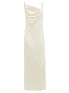 Matchesfashion.com Marina Moscone - Cowl-neck Charmeuse Gown - Womens - Ivory