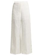 Matchesfashion.com Zimmermann - Juno Embroidered Cut Out Linen Trousers - Womens - Cream