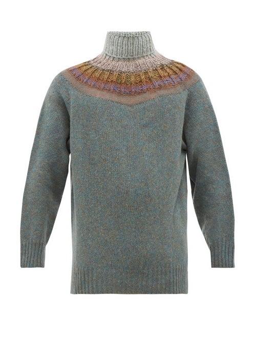 Matchesfashion.com Bless - Bohus Roll Neck Wool Blend Sweater - Mens - Green Multi