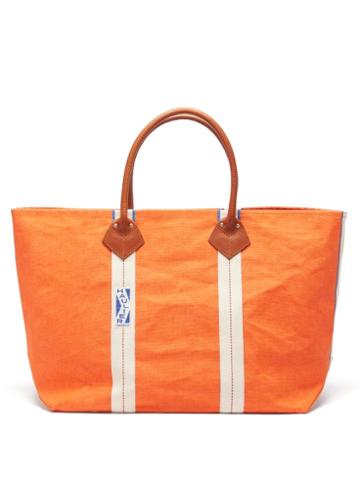 Haulier - Utility Large Striped Canvas Tote Bag - Mens - Orange