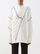 Staud - Hampton Whipstitched Zipped Sweater - Womens - Ivory Multi