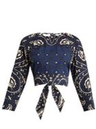 Redvalentino Paisley-printed Self-tie Cotton Crop Top