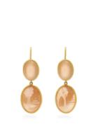 Matchesfashion.com Brigid Blanco - Moonstone, Shell & Yellow Gold Earrings - Womens - Pink