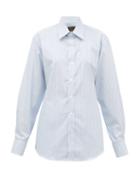 Matchesfashion.com Emma Willis - Supraluxe Hairline-striped Cotton-poplin Shirt - Womens - Blue White