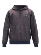 Matchesfashion.com Stone Island - Logo-patch Shell-seersucker Hooded Sweatshirt - Mens - Navy