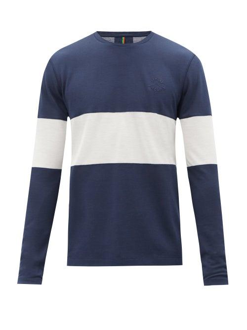 Iffley Road - Hove Striped Technical-jersey Long-sleeve T-shirt - Mens - Navy