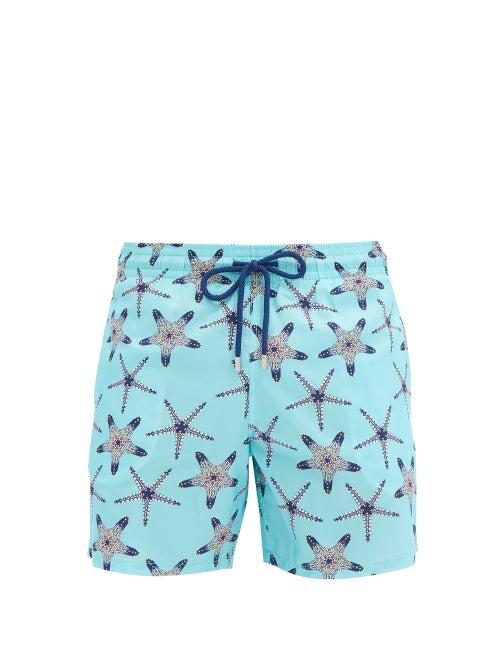 Matchesfashion.com Vilebrequin - Mahina Starfish-print Swim Shorts - Mens - Light Blue