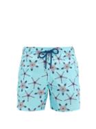 Matchesfashion.com Vilebrequin - Mahina Starfish-print Swim Shorts - Mens - Light Blue