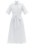 Ladies Beachwear Evi Grintela - Belted Striped Cotton Shirt Dress - Womens - White