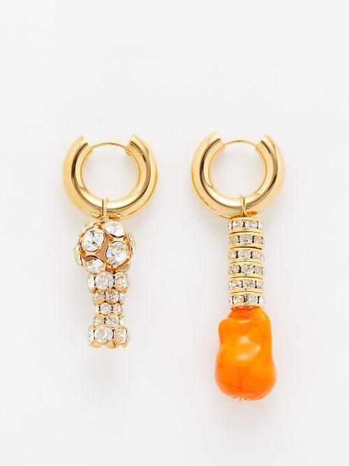 Timeless Pearly - Mismatched Faux Pearl & Gold-plated Earrings - Womens - Red Multi