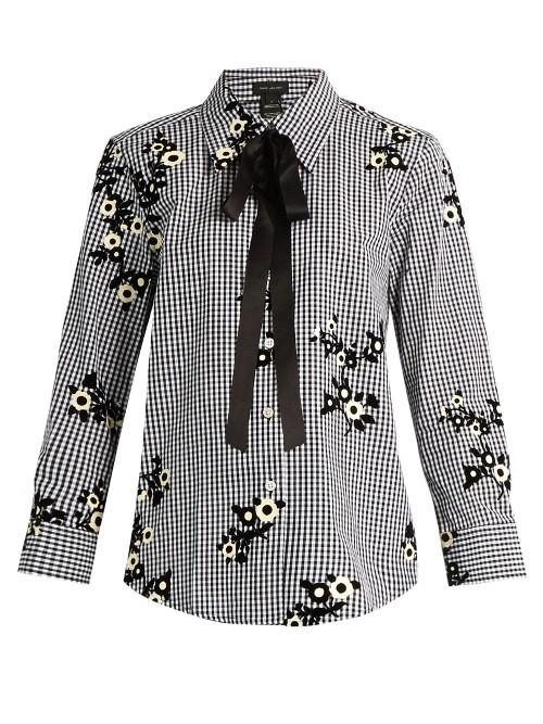 Marc Jacobs Floral-flocked Gingham Blouse