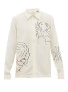 Matchesfashion.com Sfr - Ripley Abstract Print Crepe Shirt - Mens - White Multi
